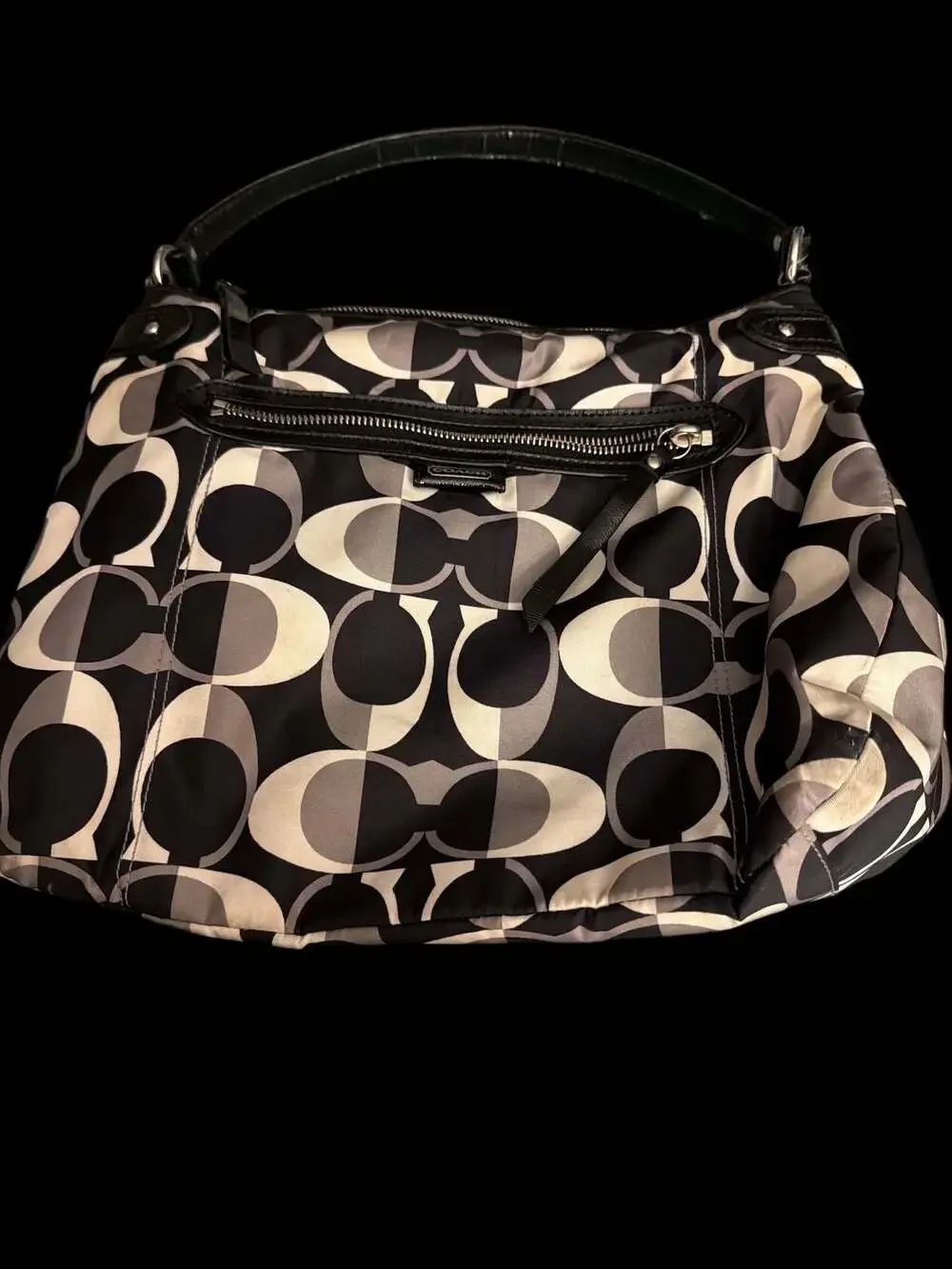 Coach Taylor Optic Signature C Hobo Bag Black Grey F26023 - Picture 2 of 3